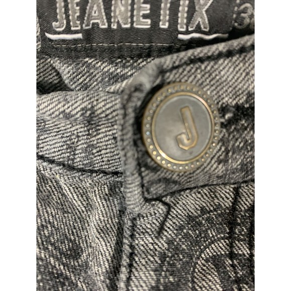 Jeanetix Blue Jean Shorts Sz 38 Money Logo All Over Print - Picture 5 of 10